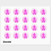 Roze lint  ronde sticker (Vel)