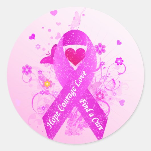 Roze lint  ronde sticker (Voorkant)