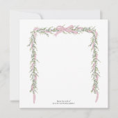 Roze lint slinger envelop voering bedankkaart (Voorkant)