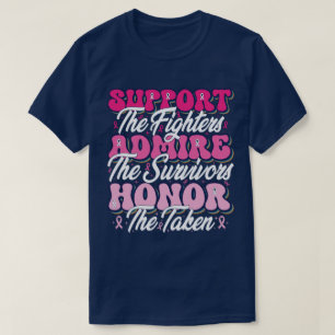 Roze Lint Steun Bewondering Eerbetoon Borstbewustz T-shirt