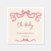 Roze lint stribble sketch baby shower servet (Voorkant)