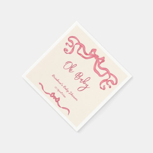 Roze lint stribble sketch baby shower servet (Hoek)