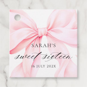 Roze Lint Sweet Sixteen Verjaardag Bedankjes Labels