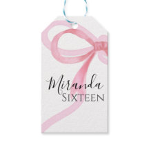 Roze lint Sweet Sixteen verjaardag label voor cade