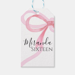 Roze lint Sweet Sixteen verjaardag label voor cade Cadeaulabel