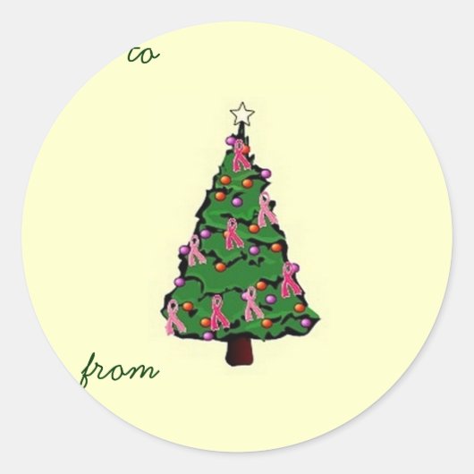 Roze lint Tree Gift Sticker (Voorkant)