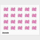 Roze lint vechter vlinder hoop borstkanker vierkante sticker (Vel)