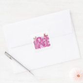 Roze lint vechter vlinder hoop borstkanker vierkante sticker (Envelop)