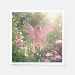 Roze lint vlinder in een tuin servet