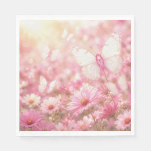 Roze Lint Vlinders in Tuin Servet