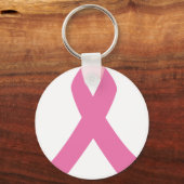 Roze lint voor bewustmaking van borstkanker sleutelhanger (Voorkant)