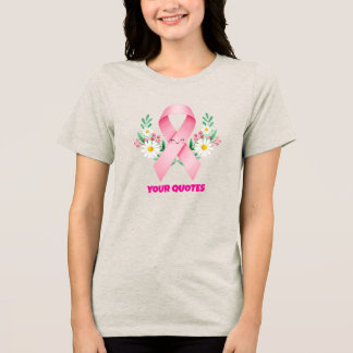 Roze lint voor borstkanker bewustzijn met glimlach Tri-Blend shirt