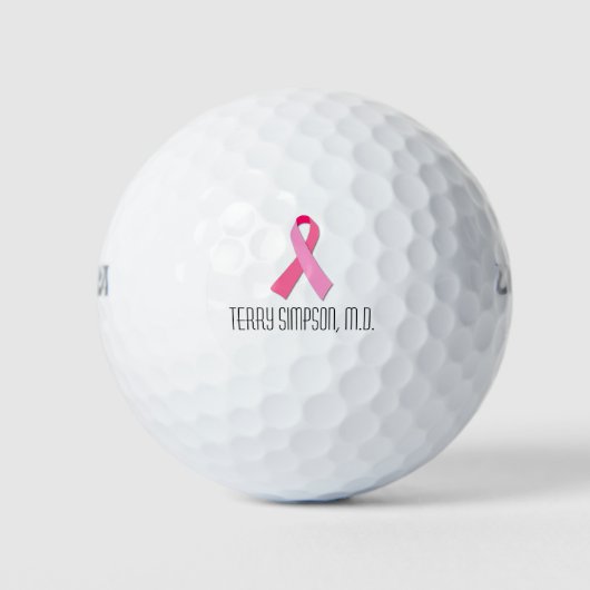 Roze lint voor borstkanker golfballen (Voorkant)
