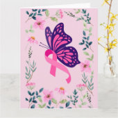 Roze lint voor borstkanker kaart (Gele Bloem)