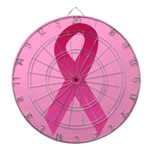 Roze lint voor de bewustmaking van borstkanker dartbord (Voorkant)