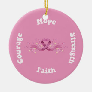 Roze Lint Vrouwen Kankerbewustzijn Borstkanker  Keramisch Ornament