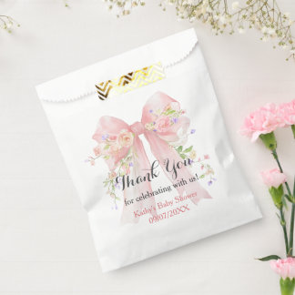 Roze Lint Wilde Bloemen Bedankzakje