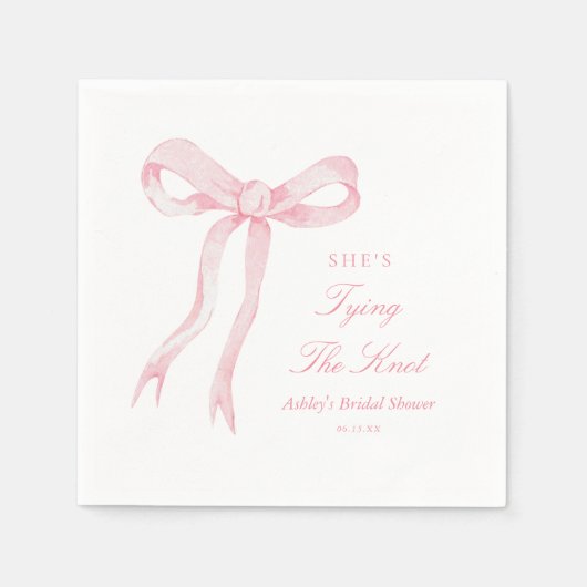 Roze lint ze knoopt de knoop bruids douche servet (Voorkant)