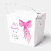 Roze lint ze knoopt de knoop bruidsfeest bedankdoosjes (Achterkant)