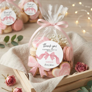 Roze lint Ze maakt de knoop los Bruids douche Dank Ronde Sticker