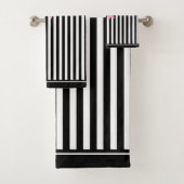 Roze lint zwart-wit Stripes Patroonnaam Bad Handdoek (Insitu)