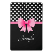Roze lint Zwarte & Witte Stippen Naam Mini Klembord (Achterkant)