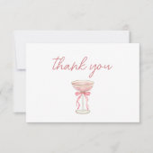 Roze lintbloemblaadjes & Prosecco Blush Bruidsmeis Bedankkaart (Voorkant)