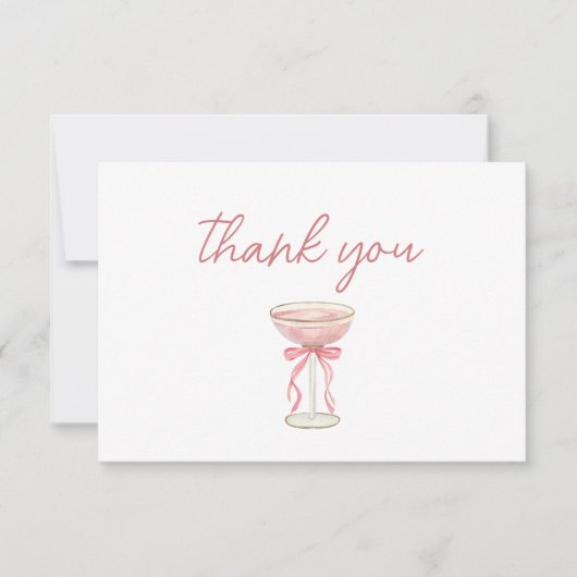 Roze lintbloemblaadjes & Prosecco Blush Bruidsmeis Bedankkaart (Voorkant)