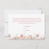Roze lintbloemblaadjes & Prosecco Blush Bruidsmeis Bedankkaart (Achterkant)