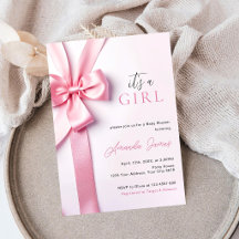 Roze lintboog baby shower Het is een meisje