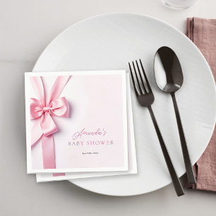 Roze lintboog babyshower servet
