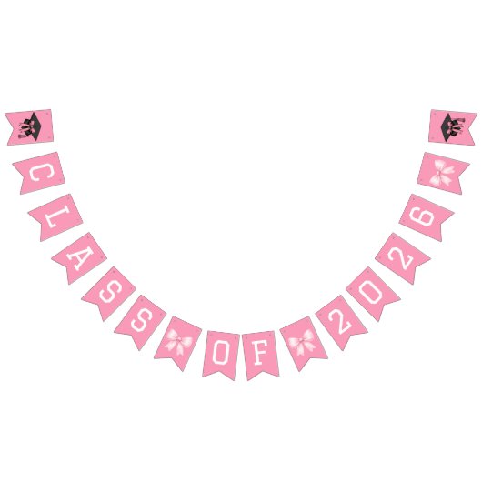 Roze linten Afstudeerfeest Klas van 2026 Vlaggetjes (Alle)