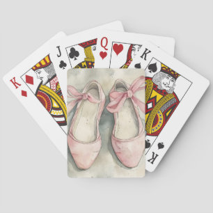 Roze linten ballerina platte schoenen uit het verl pokerkaarten
