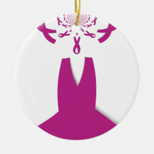 Roze linten Borstkanker Bewustzijn Art Print Keramisch Ornament