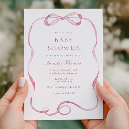 Roze linten en bogen meisje Baby shower Kaart