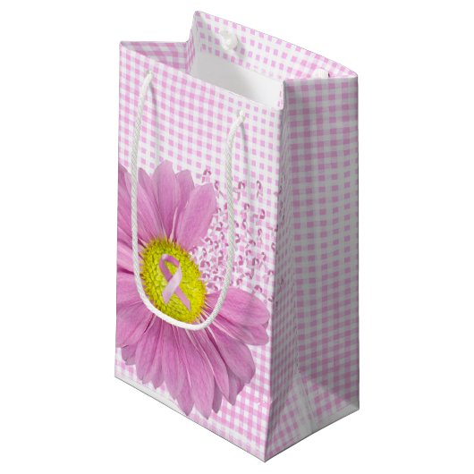 Roze linten en Daisy on Gingham Klein Cadeauzakje (Voorkant Gekanteld)