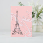 Roze linten en Eiffeltoren Kaart (Staand voorkant)