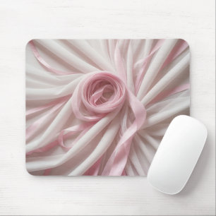 Roze linten met witte tule muismat