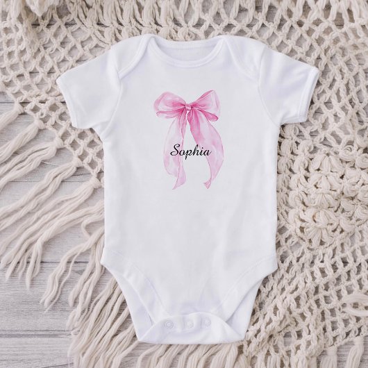 Roze linten strik romper