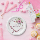 Roze linthart met Roos Papieren Bordje (Feest)