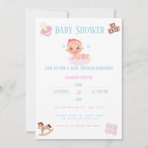 Roze lintje baby shower uitnodiging aanpasbaar