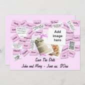 Roze lintje, bruiloft en taart sparen de datum save the date (Voorkant / Achterkant)
