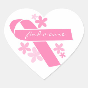 Roze lintje hart sticker