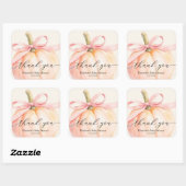 Roze Lintje Kleine Pompoen Baby Shower Vierkante Sticker (Vel)
