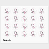 Roze lintje ronde sticker (Vel)