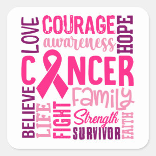 Roze lintwortel Survivor Borstkanker Vierkante Sticker