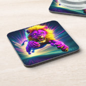 Roze lion bier onderzetter (Linkerzijde)