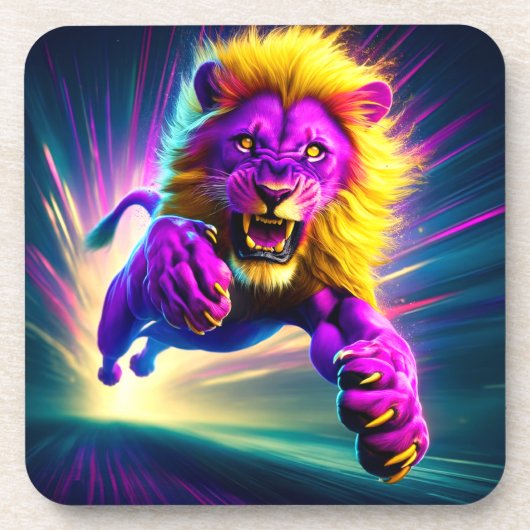 Roze lion bier onderzetter (Voorkant)