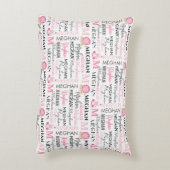 Roze lion en Zebra met naam en monogram patroon Accent Kussen (Achterkant (Verticaal))