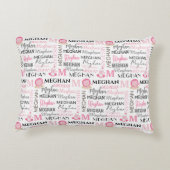 Roze lion en Zebra met naam en monogram patroon Accent Kussen (Achterkant)